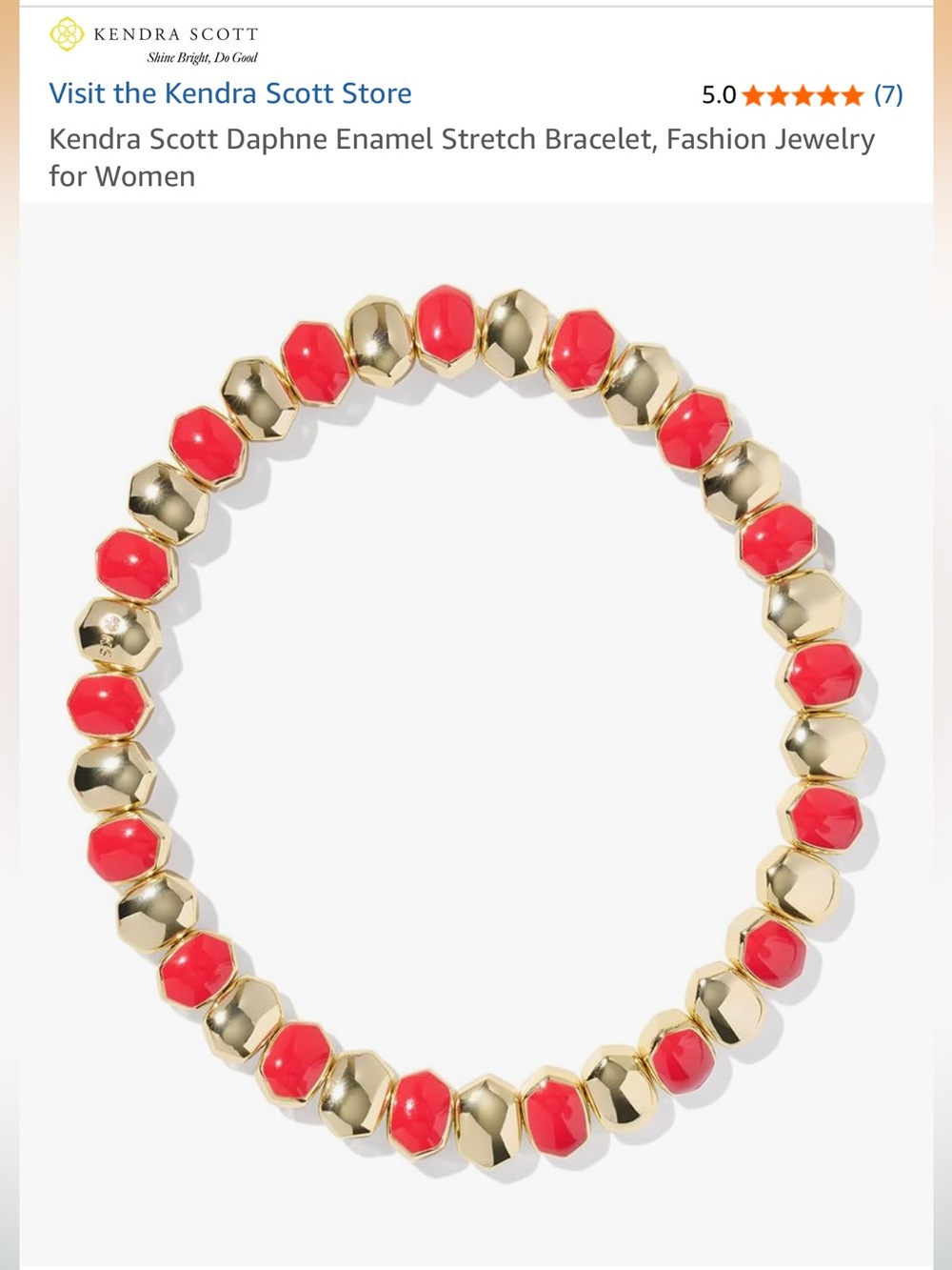 Kendra Scott Daphne Enamel Stretch Bracelet - Red & Gold